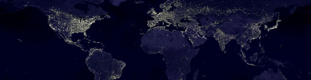 A nighttime view of Earth in 2000 AD